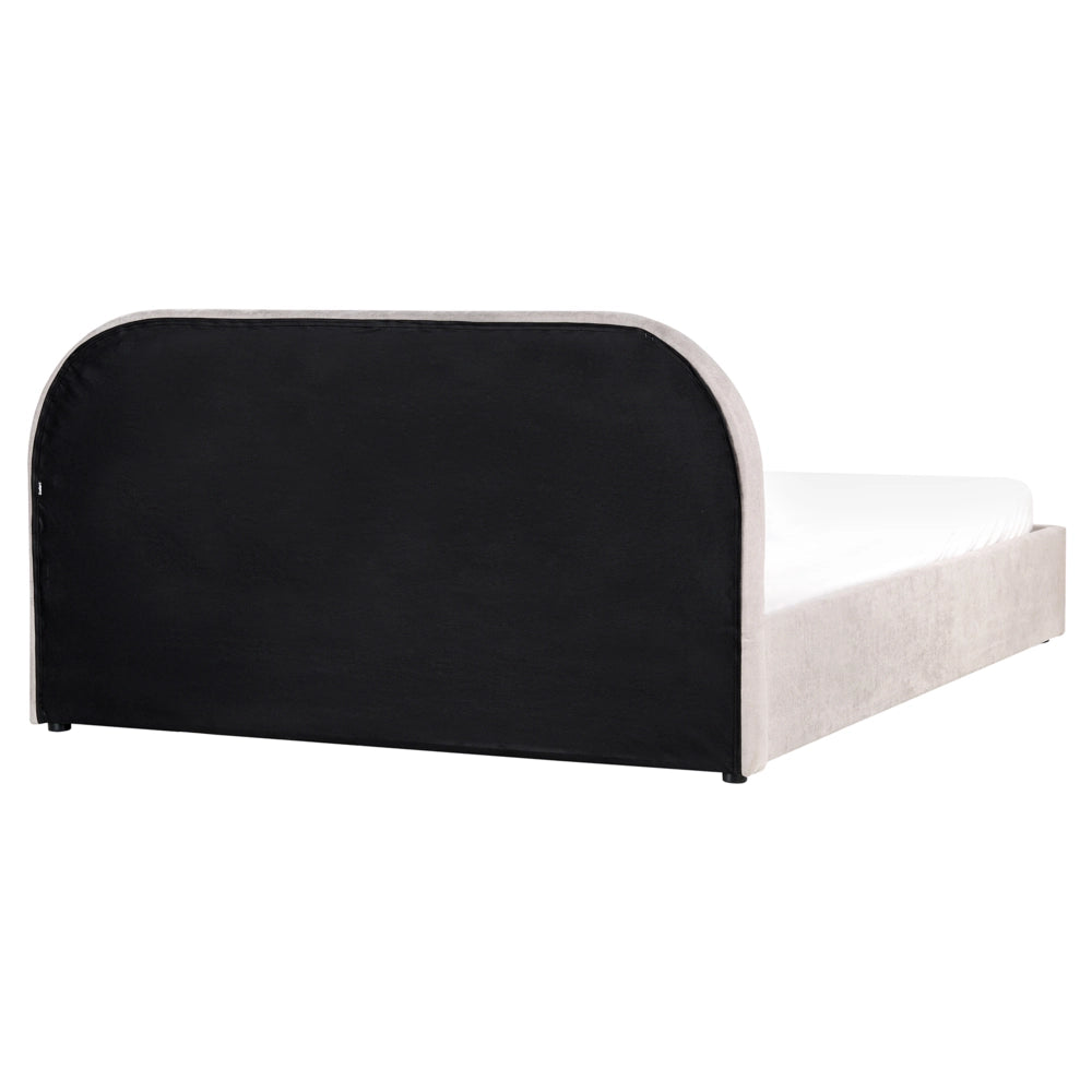 Letto matrimoniale EU tortora Tessuto di ciniglia 160 x 200 cm Struttura imbottita con contenitore