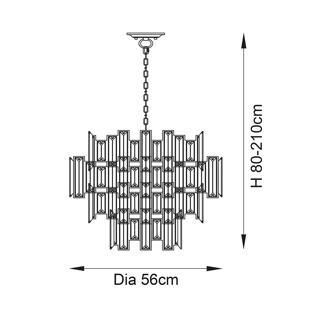 Lampadario Viviana glamour cristallo champagne 12xE14 Endon