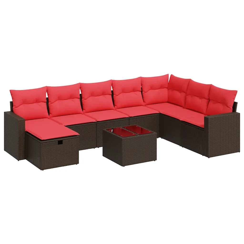 Set Divani da Giardino 9pz con Cuscini Marrone in Polyrattan 3325450