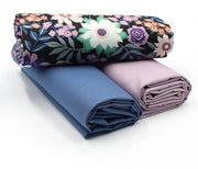 Set di stoffa in cotone 1,5m design + 2x selezione di tessuto a colori coordinati 100% cotone (Flower Black Set29)