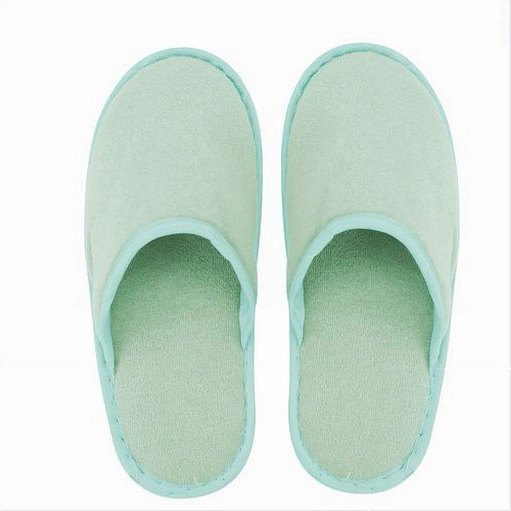 Trade Shop - Coppia Pantofole Ciabatte Bagno Chiuse Tessuto Verde Taglia 39-45 Stanza 79692 -