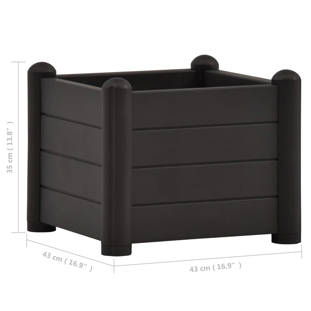 Fioriera rialzata piante fiori giardino PP 43 x 43 x 35 cm antracite 02_0001223