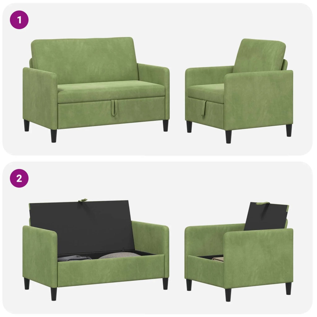 Set di Divani con Storage 2 pz Verde chiaro Poliestere 3429165