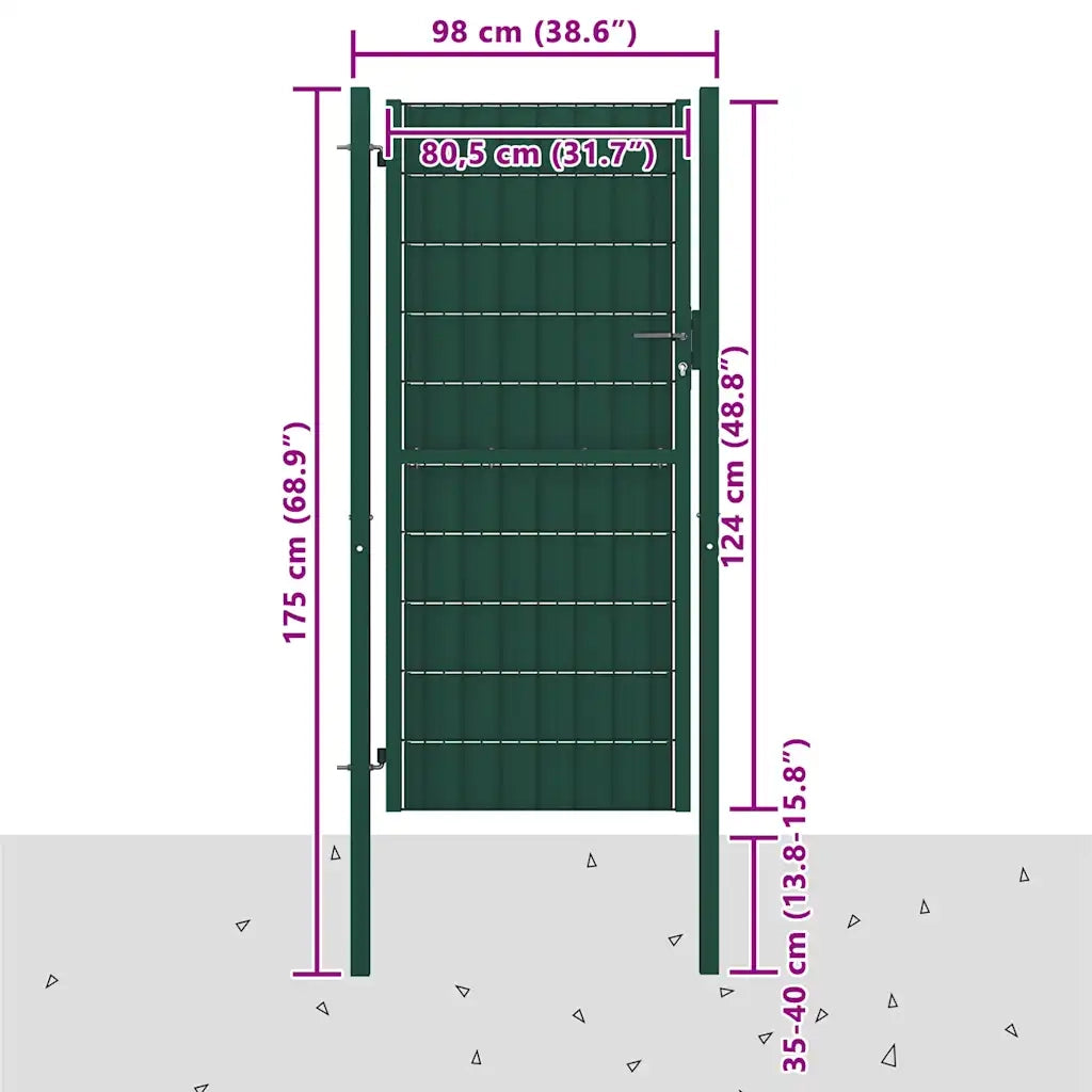 Cancello per Recinzione in PVC e Acciaio 100x124 cm Verde 145229
