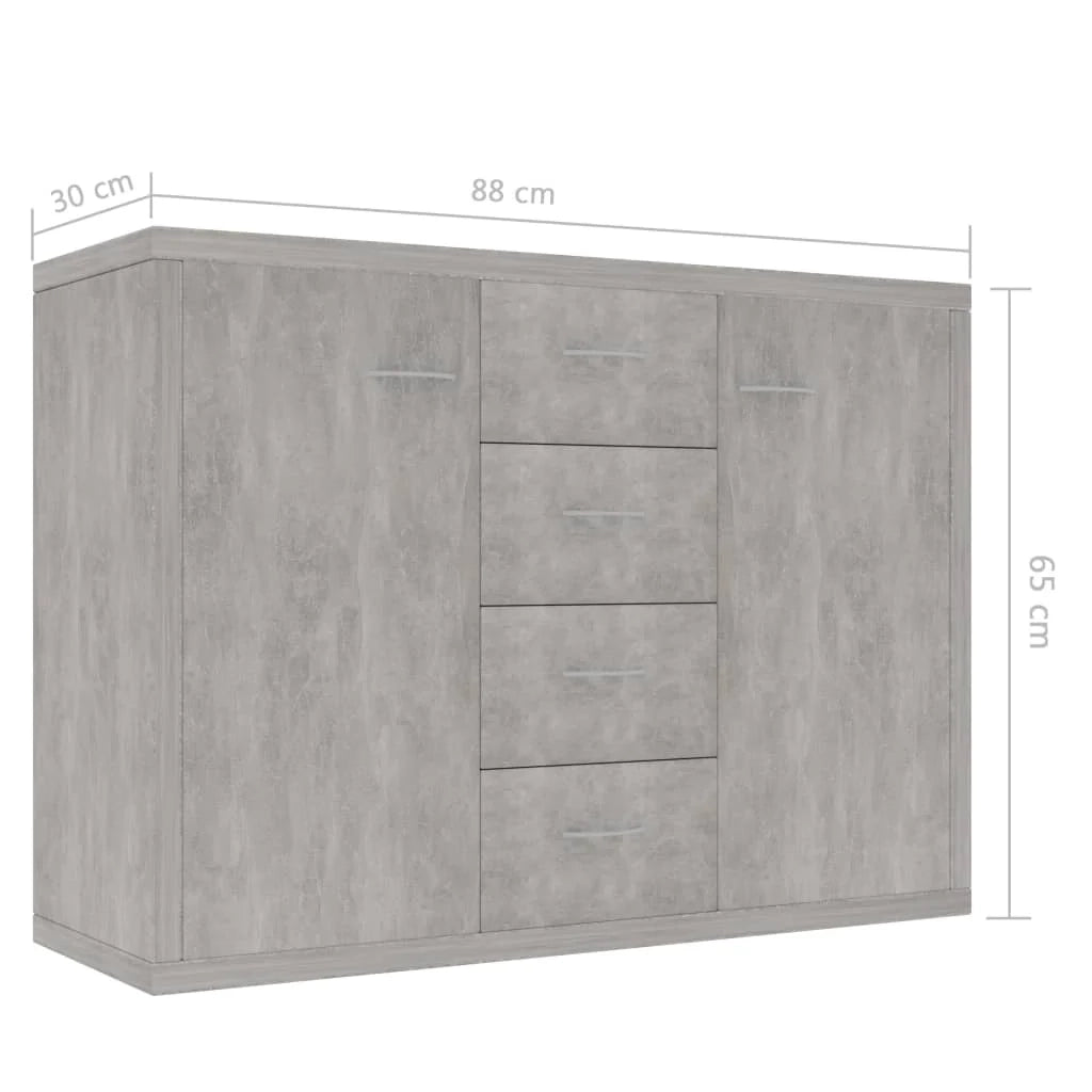 Buffet credenza cassettiera armadio mobile contenitore organizer per cucina soggiorno salotto 88 x 30 x 65 cm legno ingegnerizzato grigio 02_0032110