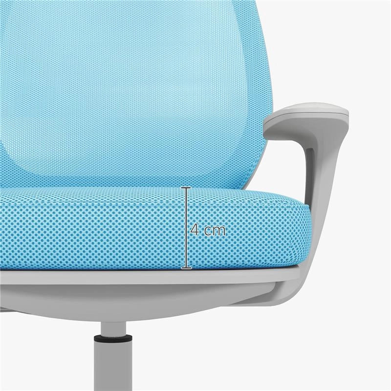 SEDIA DA UFFICIO ERGONOMICA E RECLINABILE AD ALTEZZA REGOLABILE CON 5 ROTELLE, 55X48X82.5-94.5 CM, AZZURRA