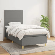 Giroletto a Molle con Materasso-Struttura Letto Grigio Scuro 100x200 cm Tessuto 190738