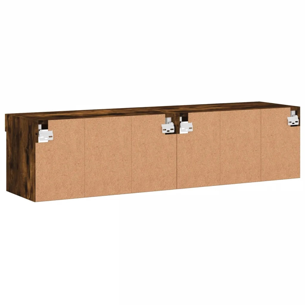 vidaXL Mobili Porta TV con Luci LED 2 pz Rovere Fumo 60x30x30 cm