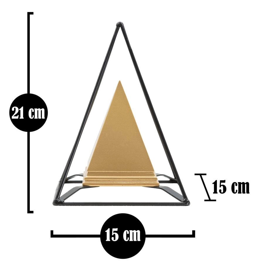 Piramide Oro con Ferro 15x15x21 cm in Poliresina e Ferro