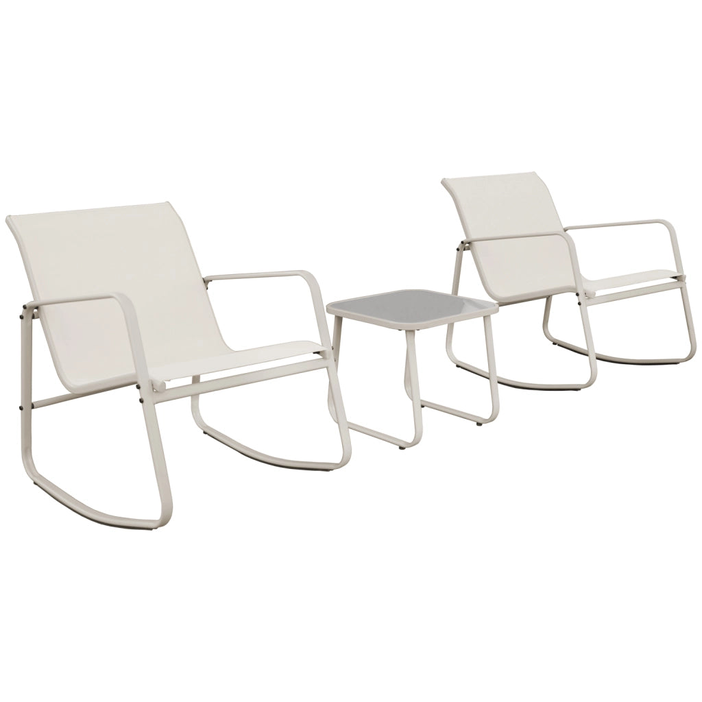 Sedia a dondolo 2 posti in textilene beige TENERIFE