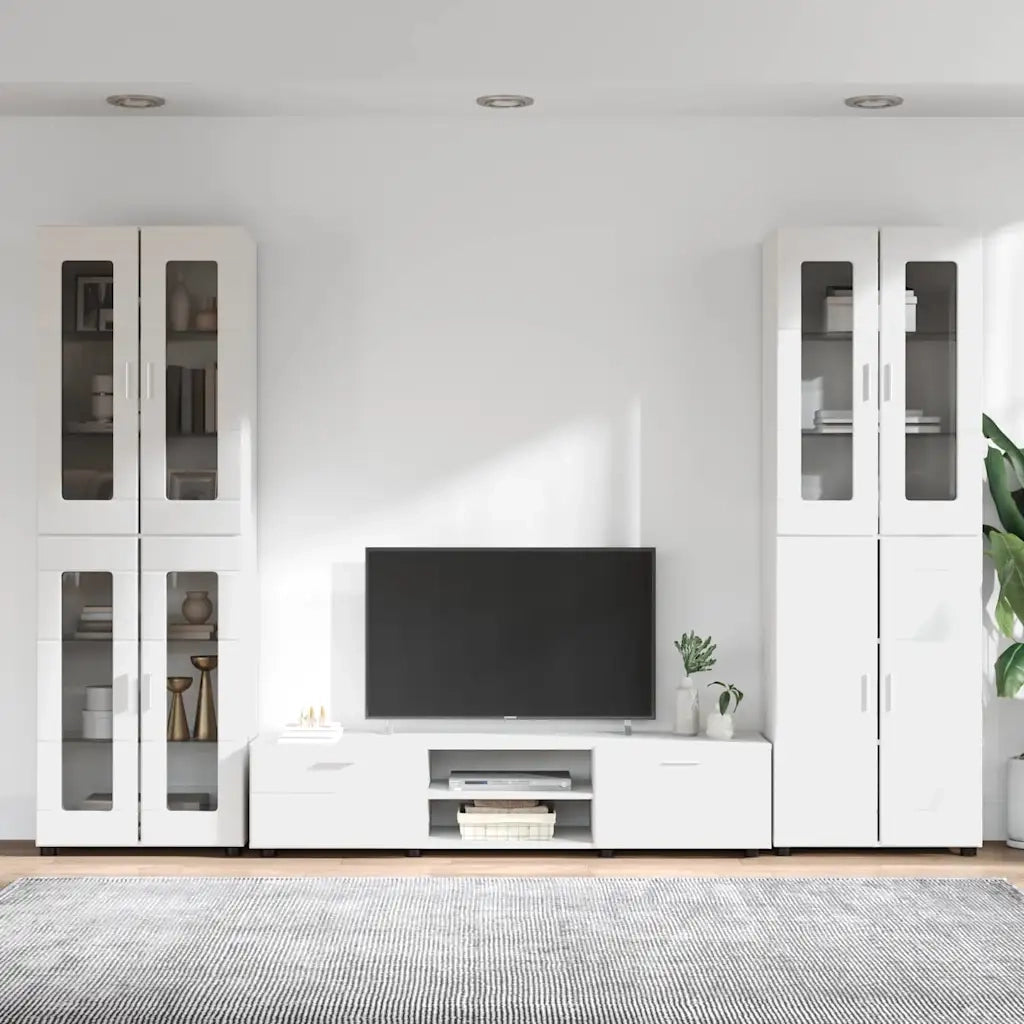 Set mobile TV con cassetto FLORIN Bianco Legno multistrato