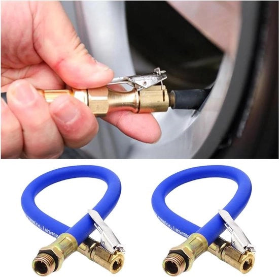 Ventile per pneumatici in gomma - estensione per pompa pneumatici - 2 x adattatore 37 cm universale per bicicletta, motocicletta e auto - colore blu.