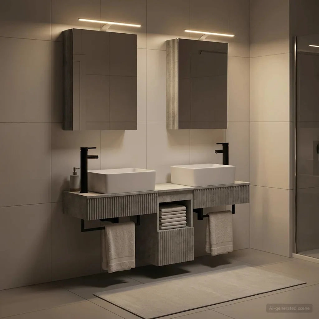 Set di Armadi da Bagno 5 pcs Grigio Cemento 50 x 14,5 x 70 cm 3406314