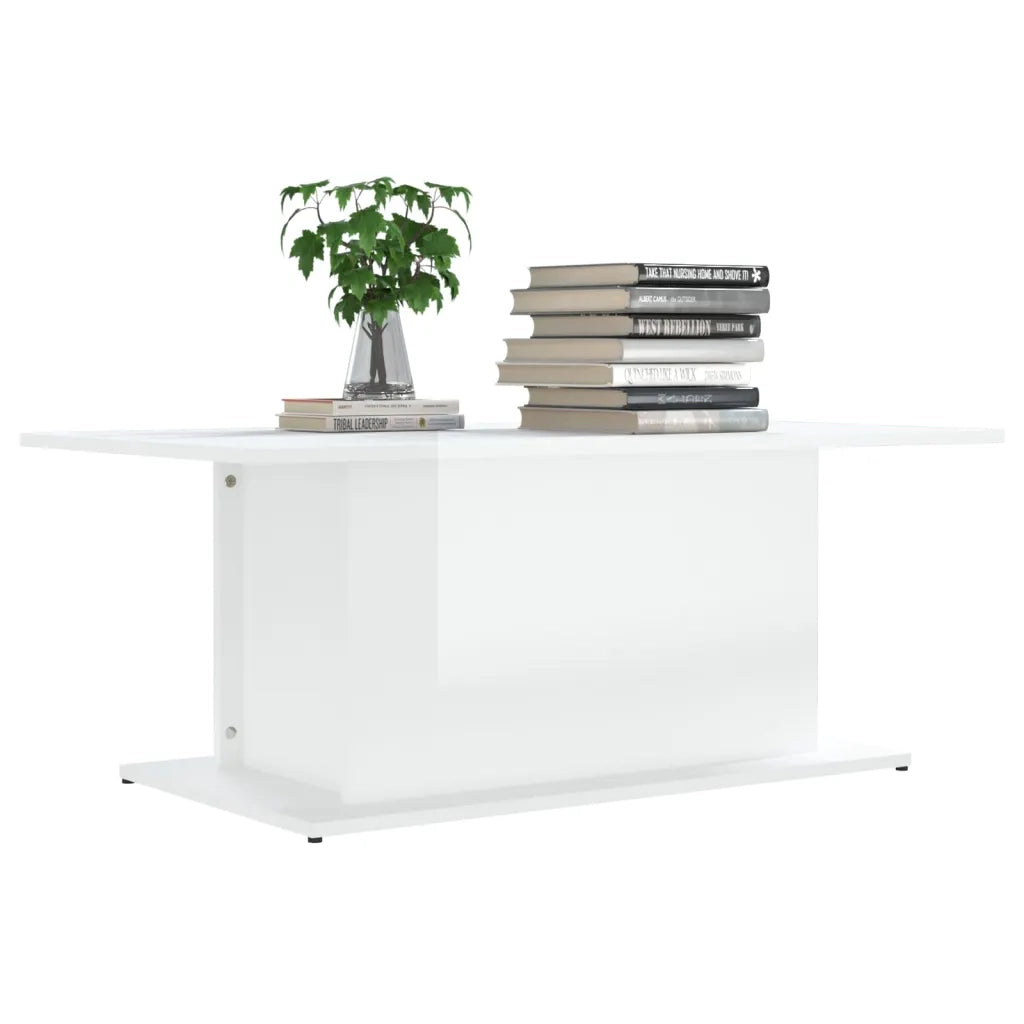 Tavolino da Salotto Bianco Lucido 102x55,5x40 cm in Truciolato 810313