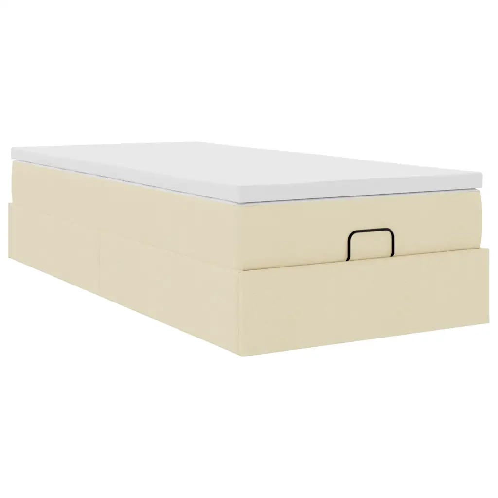 Struttura Letto Pouf con Materasso Crema 80x200 cm in Tessuto 3311069