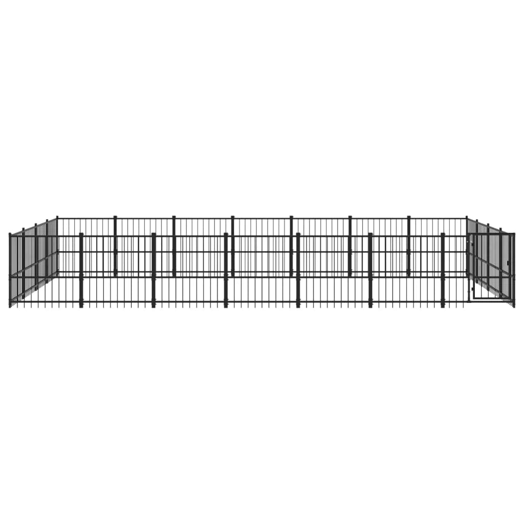Gabbia per cuccia recinto per animali da esterno per cani in acciaio 26,35 m² nero 02_0041824