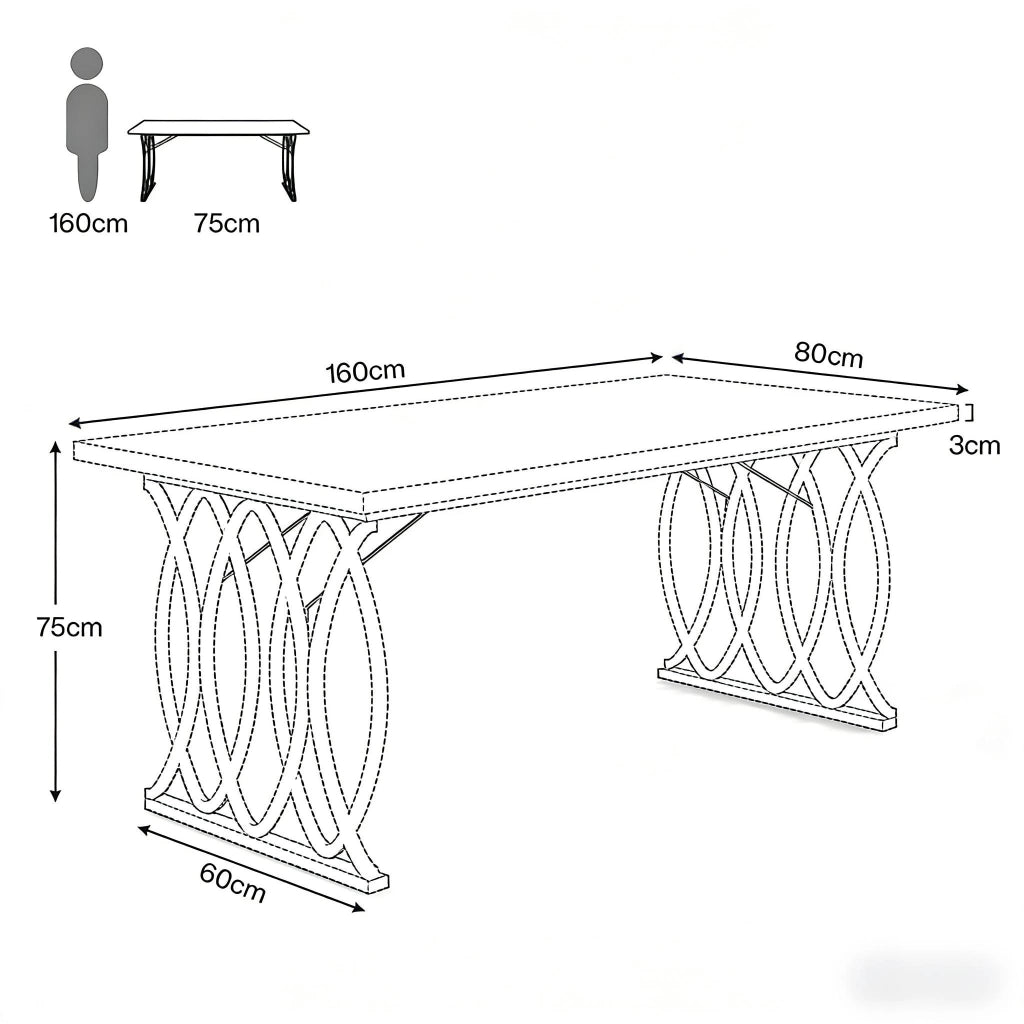 Scrivania lineare con piano effetto marmo e struttura in metallo per ufficio e sala riunioni oro e bianco 160 × 80 cm