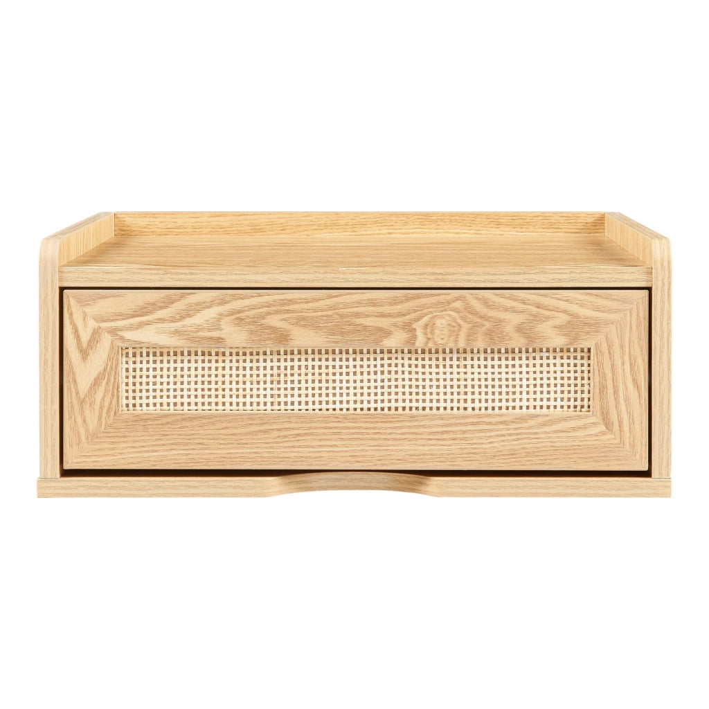 Scaffale dal design senza tempo per soggiorno/camera da letto mobile contenitore da parete 40 x 30 x 17 cm effetto rovere con effetto rattan 03_0011259