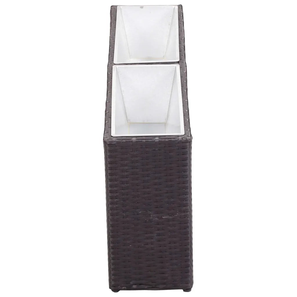 Letto Rialzato da Giardino 2 Vasi 90x20x40 cm Polyrattan Nero