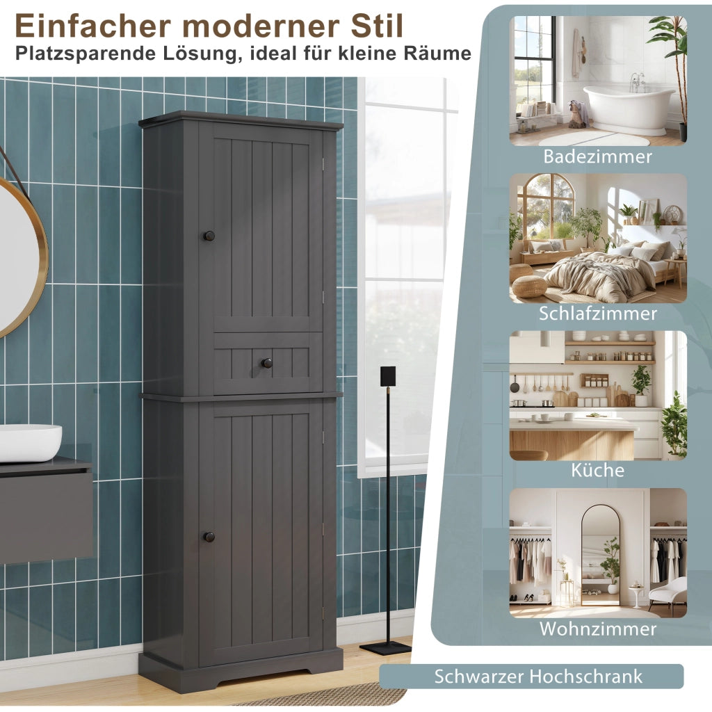 ARMADIO BAGNO 56 x 28 x 167.3 cm Nero in MDF