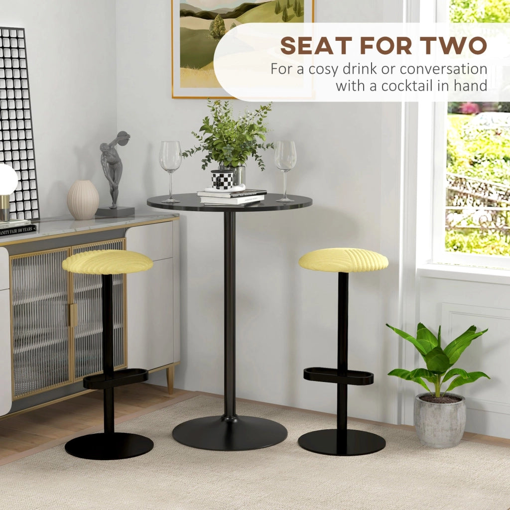 Tavolo Alto da Bar Moderno Rotondo con Base Ø70x102 cm in Acciaio e Piano in MDF Nero