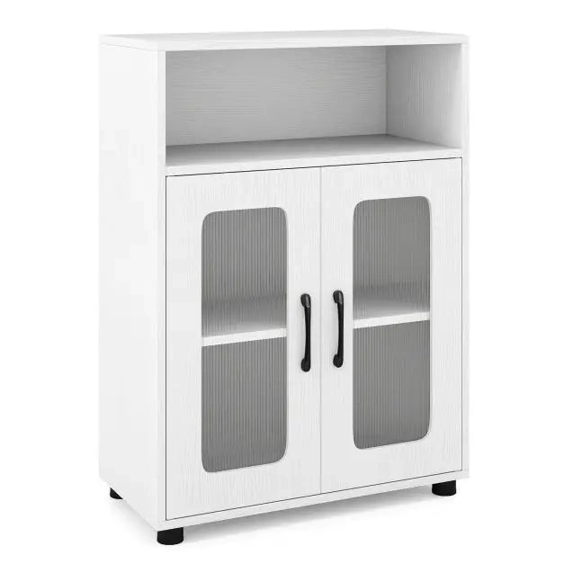 Mobile da Bagno a Terra con 2 Ante e Ripiano Regolabile Mobiletto Multiuso Salvaspazio 60 x 30 x 83 cm Bianco