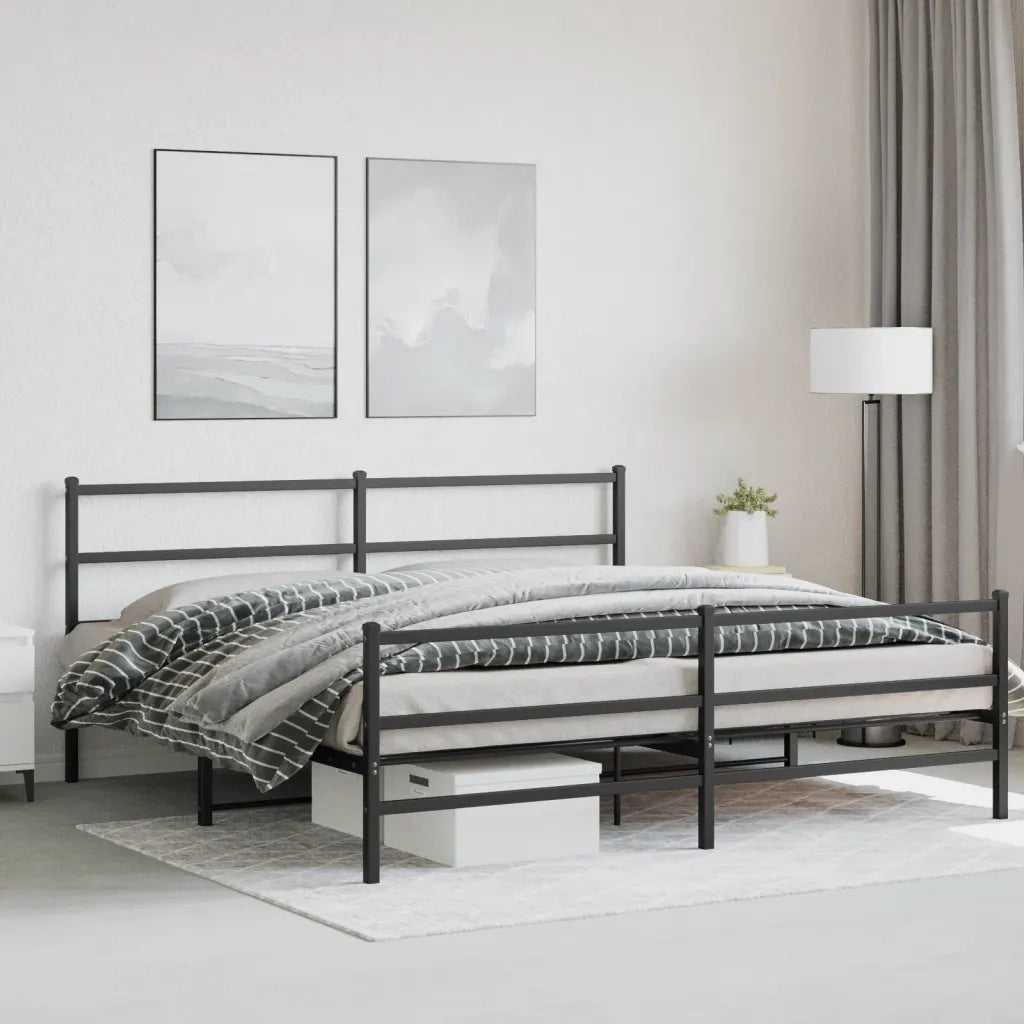 Giroletto con Testiera e Pediera Metallo Nero 183x213 cm 355388