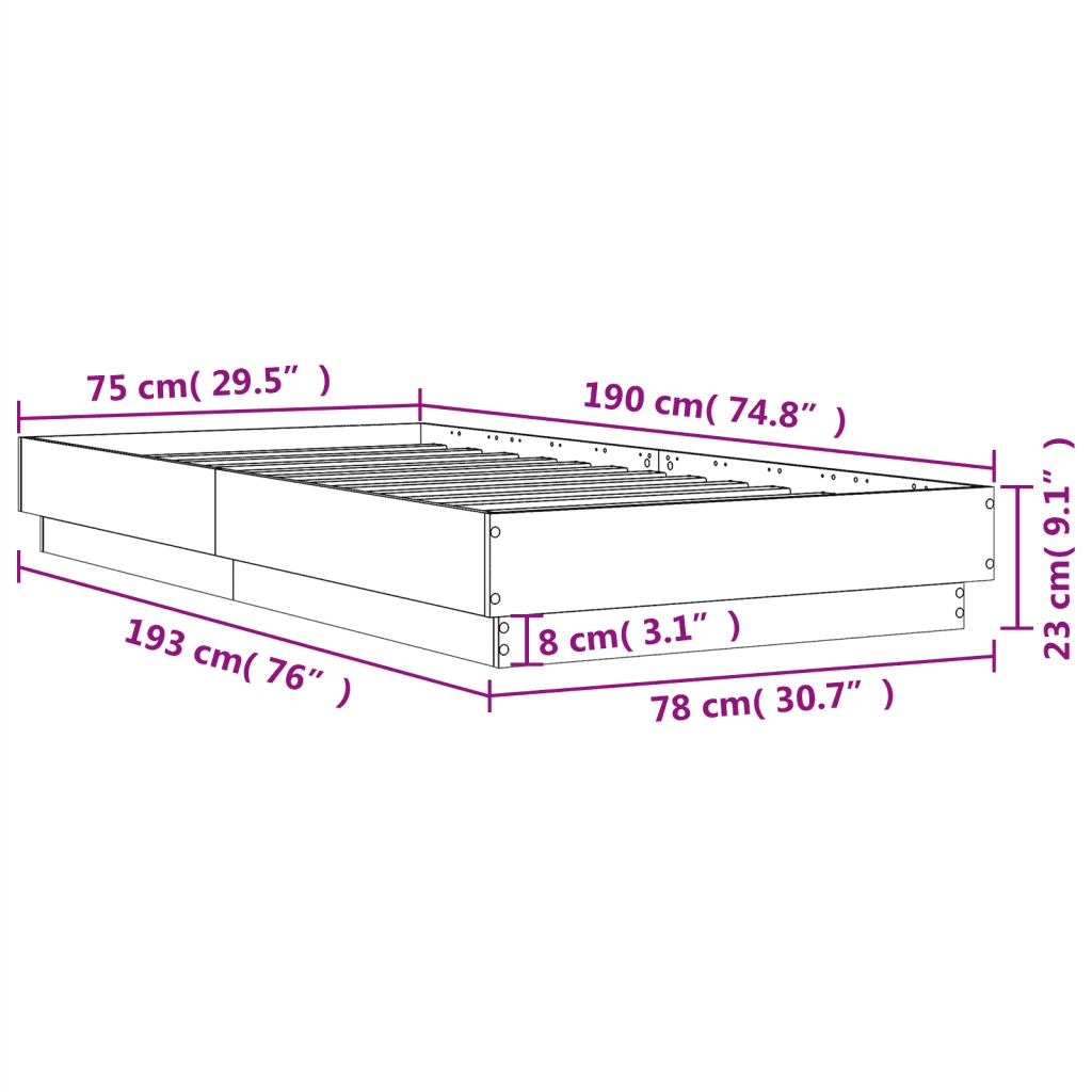 Giroletto senza Materasso Rovere Sonoma 75x190 cm in Truciolato 839639