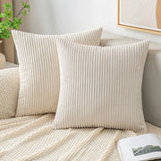 Set di cuscini 50x50 cm - Corduroy - Super morbido - A strisce - Set da 2 - Chiusura a raccordo elegante - Cuscini con fodera