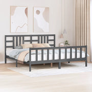 Giroletto con Testiera Grigio 200x200 cm in Legno Massellocod mxl 124820