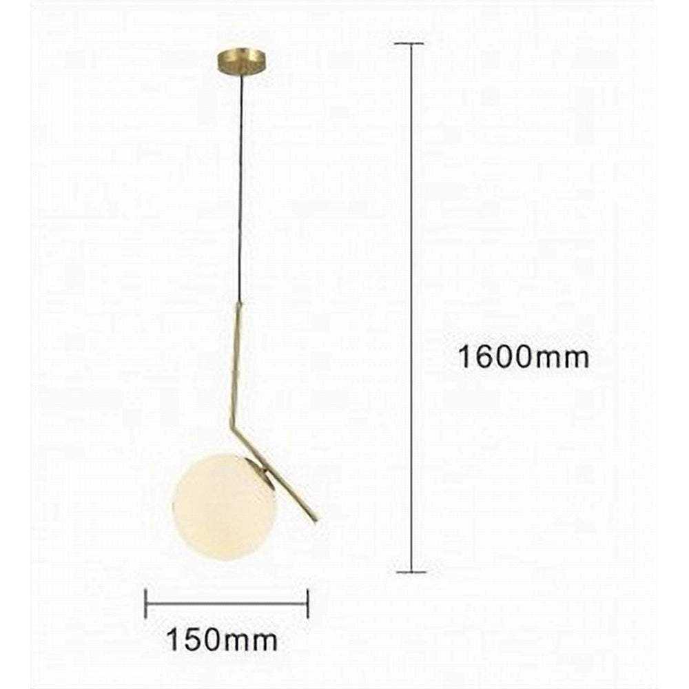 Trade Shop - Lampadario A Sospensione Attacco E27 Oro Con Sfera In Vetro Moderno Minimal 32828 -