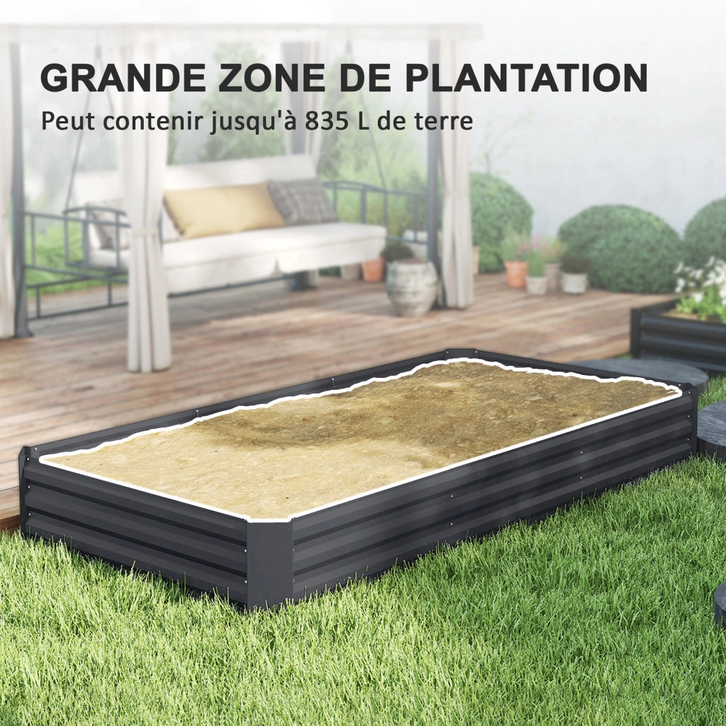 Fioriera Giardino Quadrata ¨C zephmum ¨C Grigio Scuro 240x120x30