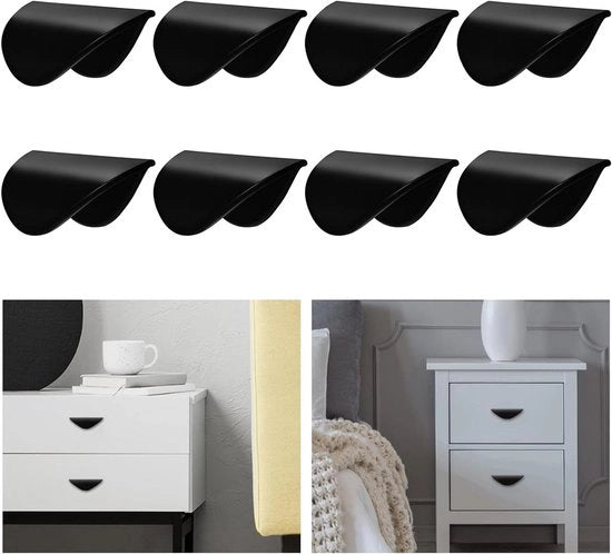 Maniglione autoadesivo 8 pezzi - Nessuna perforazione necessaria - Maniglie a pulsante - Maniglie ad adesivo vetrificante - Per armadi vetrati, comò, armadi - Nero - Installazione facile
