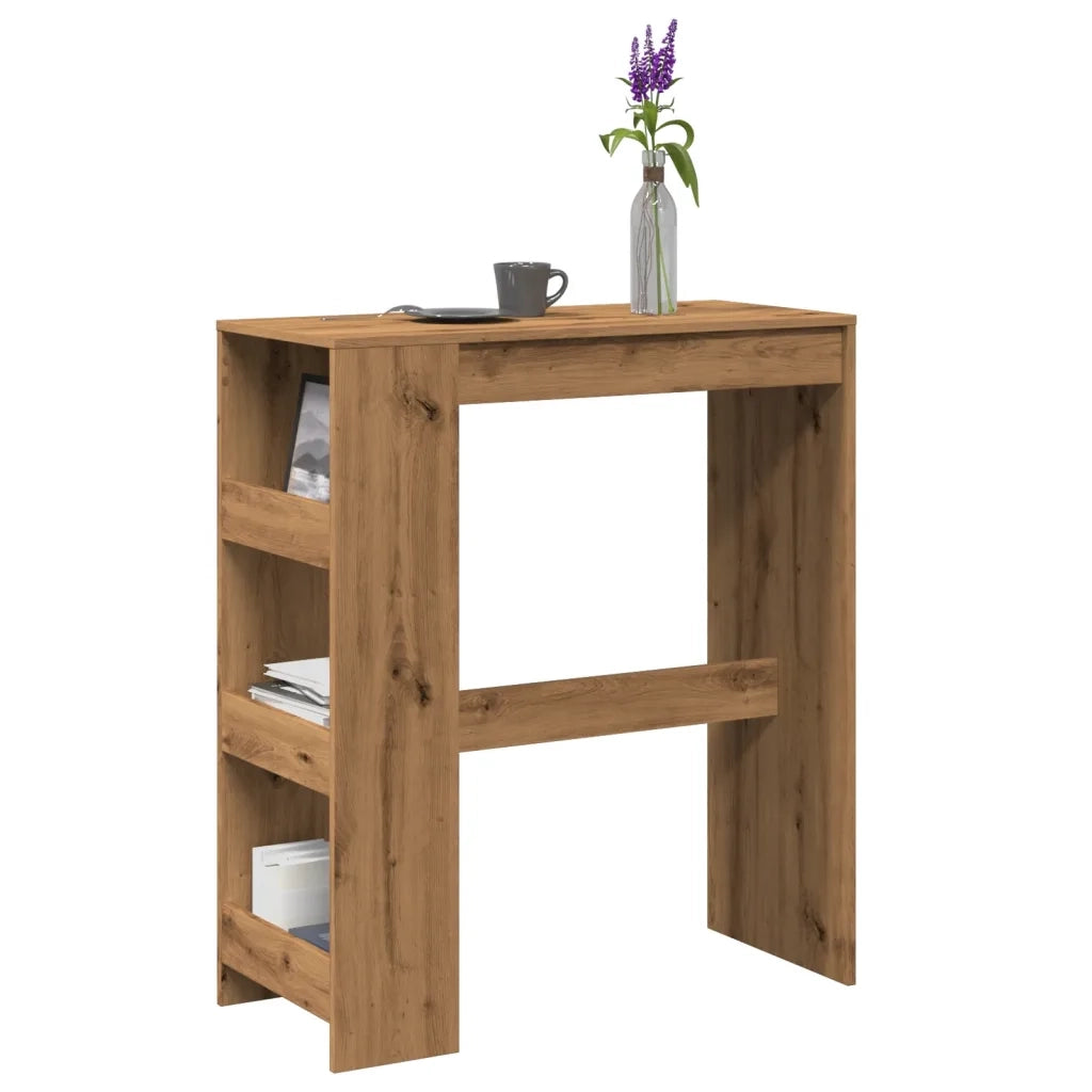 vidaXL Tavolo Bar con Rastrelliera Rovere 90x40x103,5 cm Multistrato
