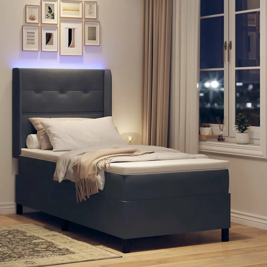 Letto a molle con strisce LED Grigio scuro 100 x 200 cm Velluto 3343857