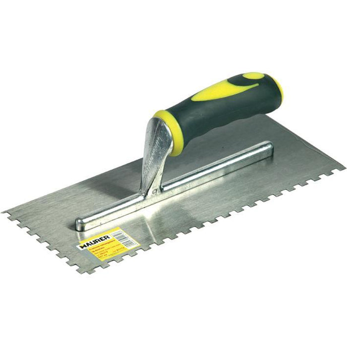 Maurer 91173 Frattone Acciaio Dentato, Manico Bicomponente, 28X12 cm, Grigio/Giallo