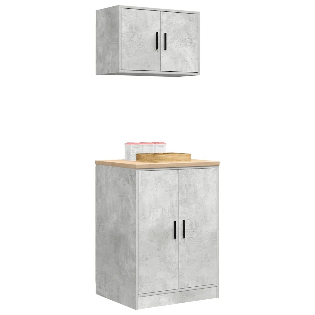 Armadi da Garage 2 pz Grigio Cemento in Legno Multistrato 3328308