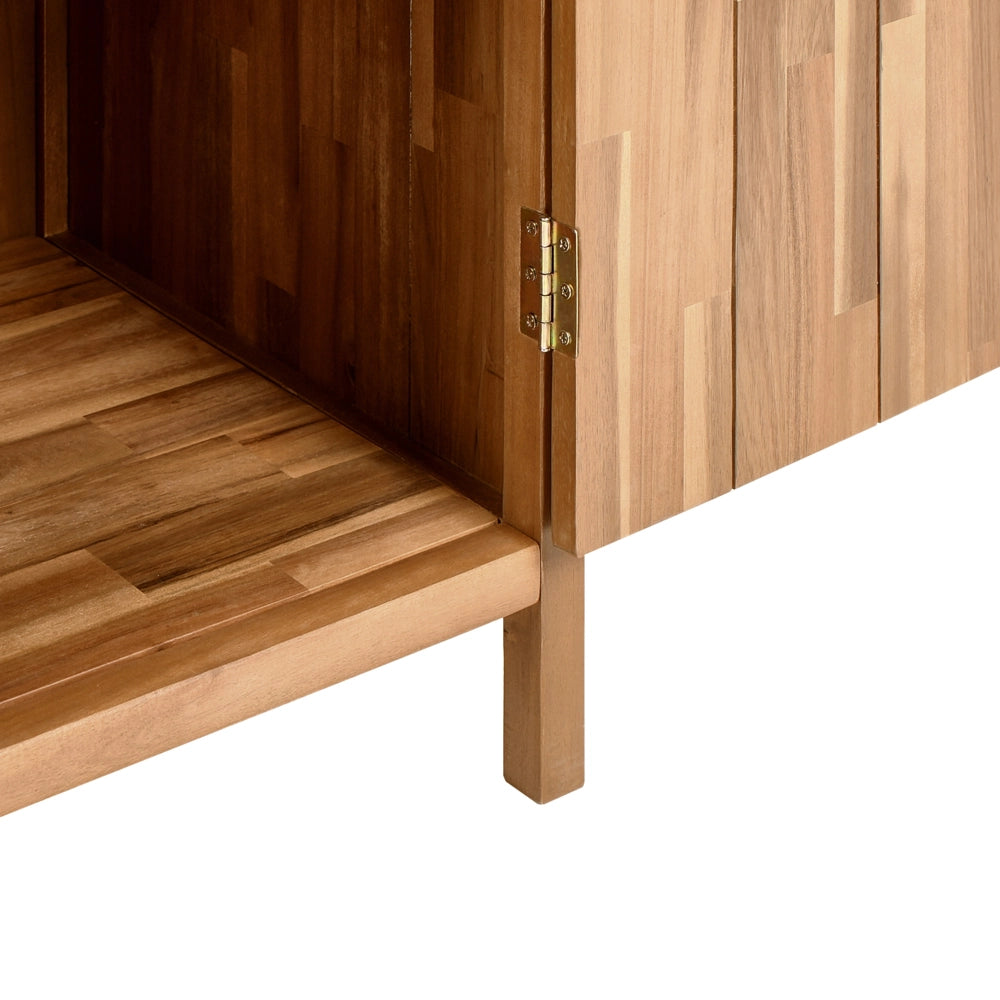 Mobile da cucina per esterni in legno di acacia marrone 2 ripiani con top 50 x 80 x 90 cm Giardino Cucina Pranzo