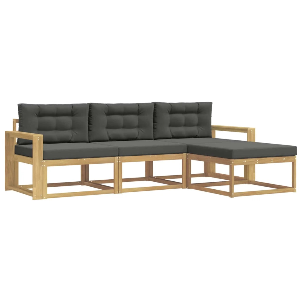Set di divani da esterno 4 pz Bianco e Antracite Poliestere 3386276