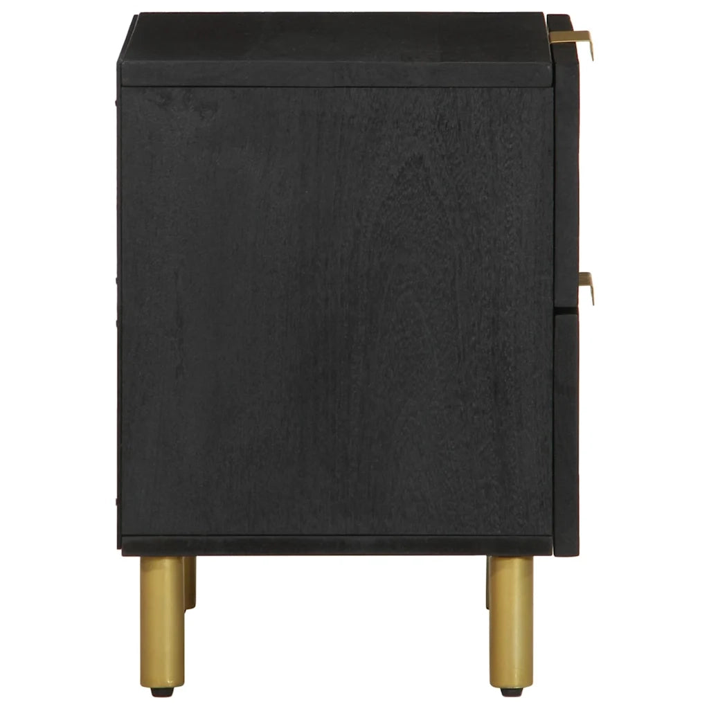 Comodino Nero 40x33x46 cm in Legno Massello di Mango 4017646