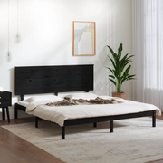 Giroletto-Struttura Letto Nero in Legno Massello di Pino 200x200 cm 184329