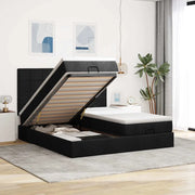 Struttura Letto Pouf con Materassi Nero 180x200 cm in Tessuto
