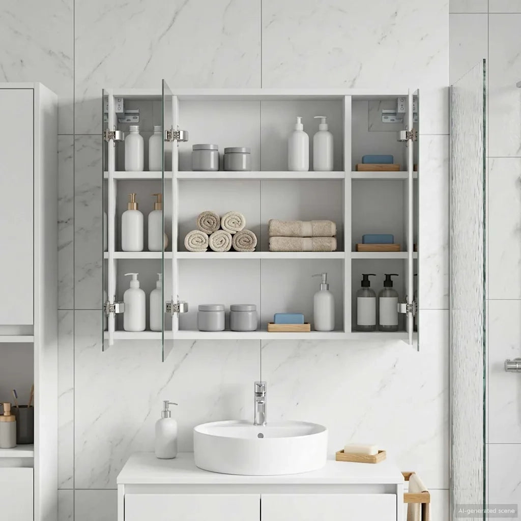 Mobiletto per specchio da bagno Bianco 73,5 x 16 x 62,5 cm