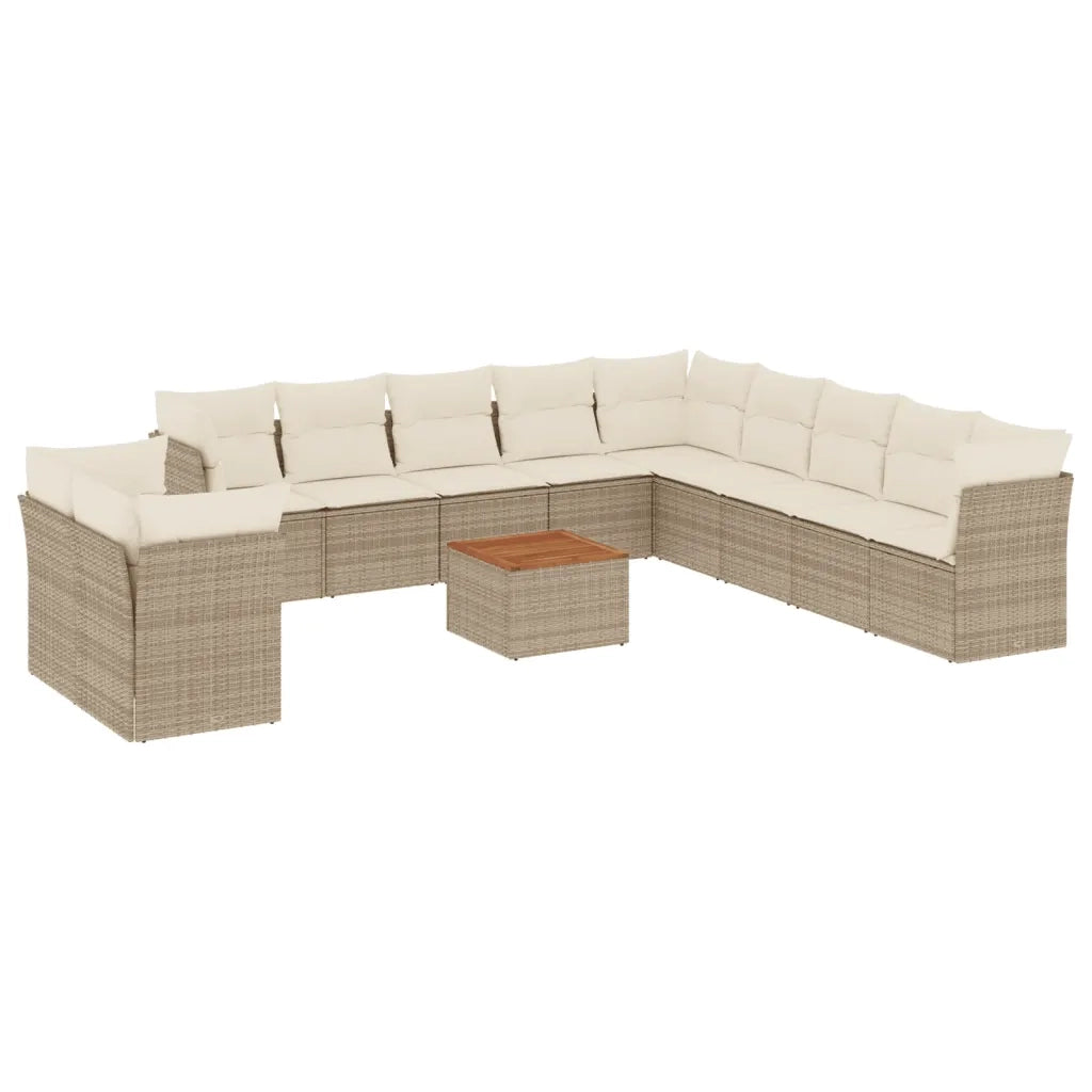 Set Divani da Giardino 12 pz con Cuscini Beige in Polyrattan 3223727
