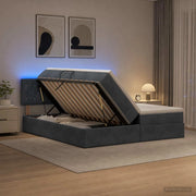 Letto con contenitore LED e materasso Grigio Scuro 200 x 200 cm 3459379