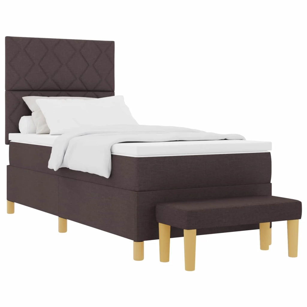 Letto a molle con materasso Marrone Scuro 190 x 90 cm Tessuto 3344341