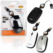 Trade Shop - Mouse Ottico Rotellina Filo Cavo Usb 2.0 Retrattile Sensore 1200dpi Pc Mi-2028 -