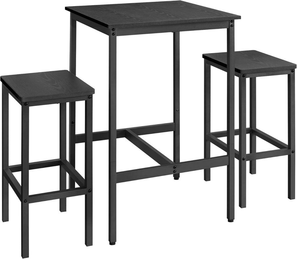 VASAGLE Tavolo da Bar con Sgabelli, Tavolo Cucina 60 x 60 x 90 cm, Sgabello di 30 x 40 x 65 cm, Sala da Pranzo, Rovere Dorato e Bianco Nuvola LBT017W09