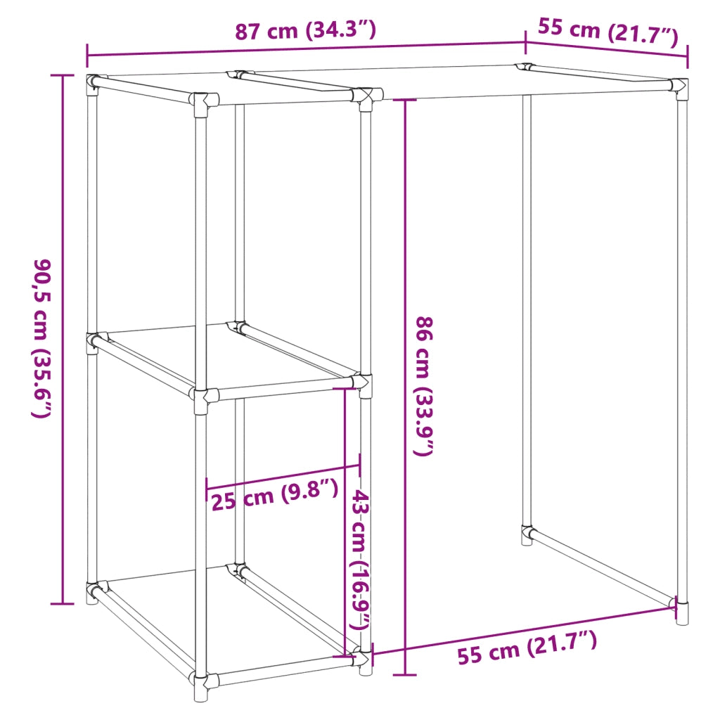 Rastrelliera per Lavatrice Nera 87x55x90,5 cm Ferro 343145