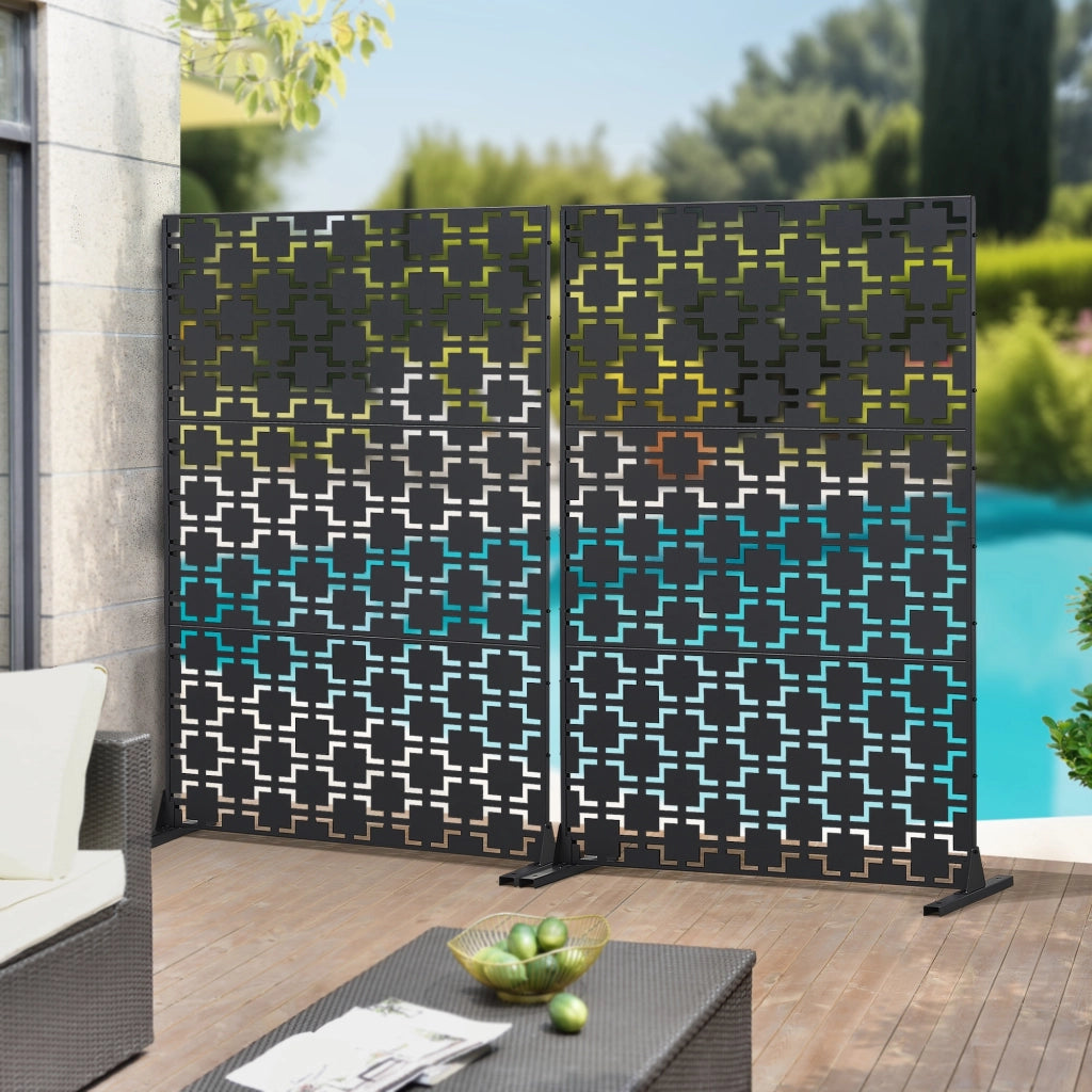 Pannello Divisorio Basciano Struttura Traforata in Acciaio 180 x 120 cm Nero casa.pro